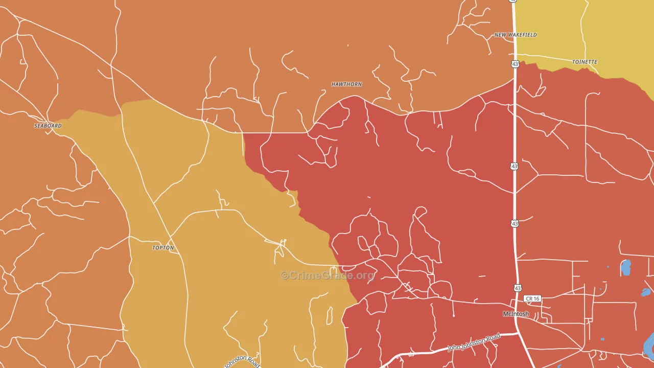 Hawthorn, AL Map of Robbery Rates