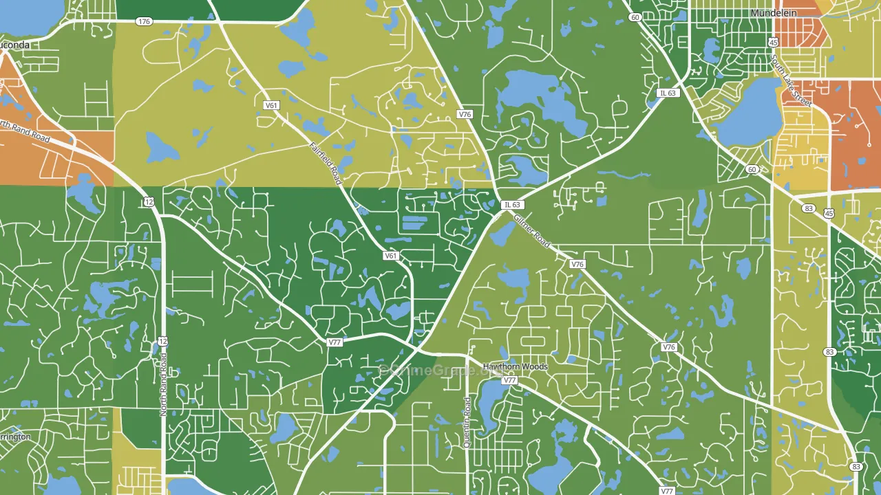Hawthorn Woods, IL Map of Robbery Rates