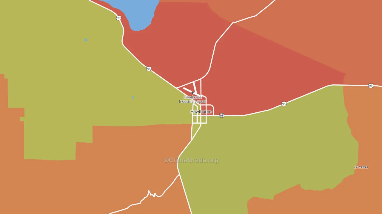 Hawthorne, NV Map of Robbery Rates