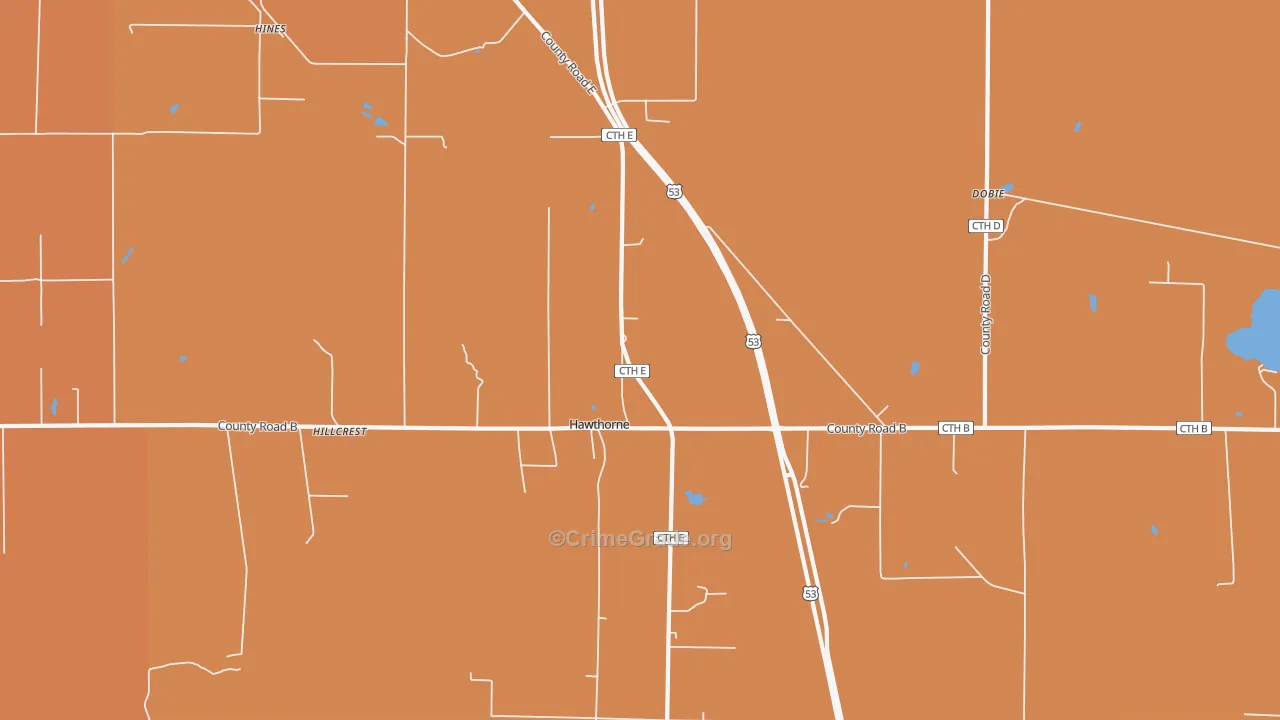 Hawthorne, WI Map of Robbery Rates