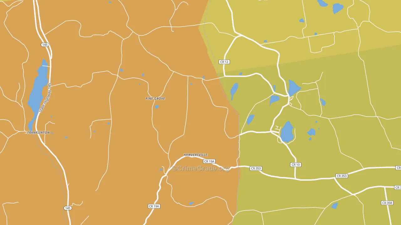 Hawversville, NY Map of Robbery Rates