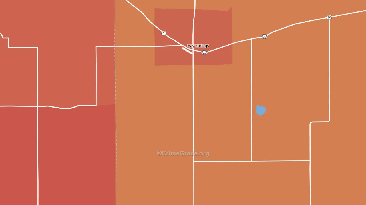Hay Springs, NE Map of Robbery Rates