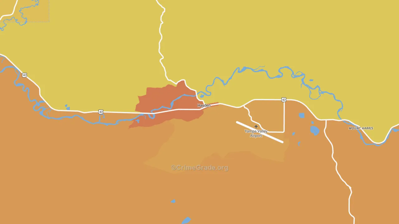 Hayden, CO Map of Robbery Rates