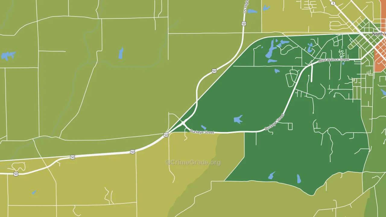 Hayden, IN Map of Robbery Rates