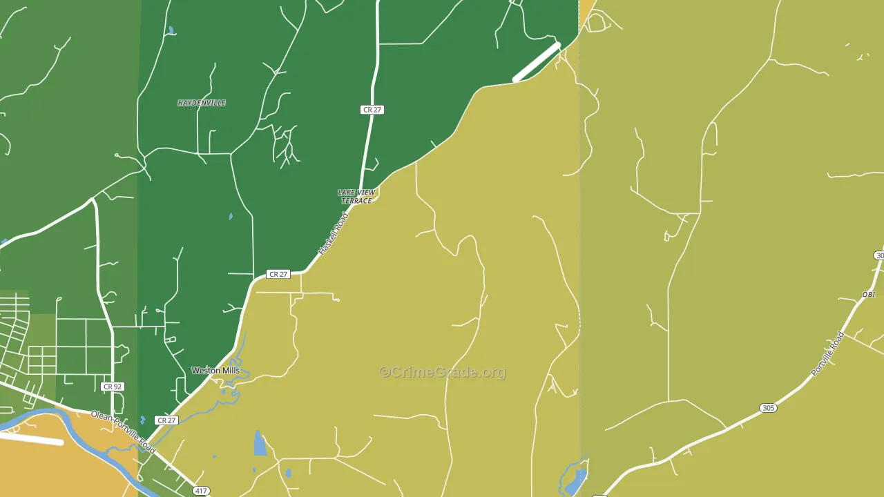 Haydenville, NY Map of Robbery Rates