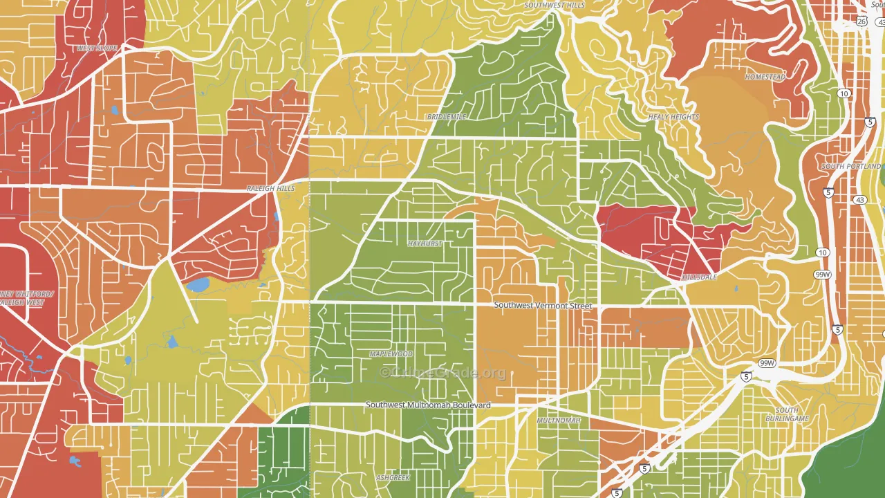 Hayhurst, Portland, OR Map of Robbery Rates