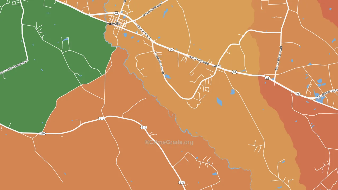 Hayne, NC Map of Robbery Rates