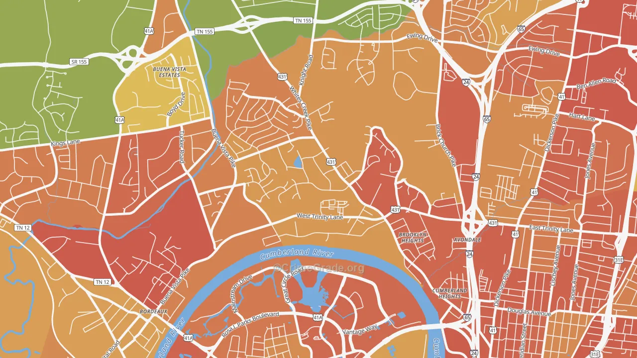 Haynes Area, Nashville, TN Map of Robbery Rates