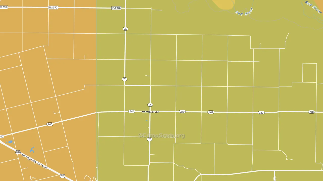 Haynesville, TX Map of Robbery Rates