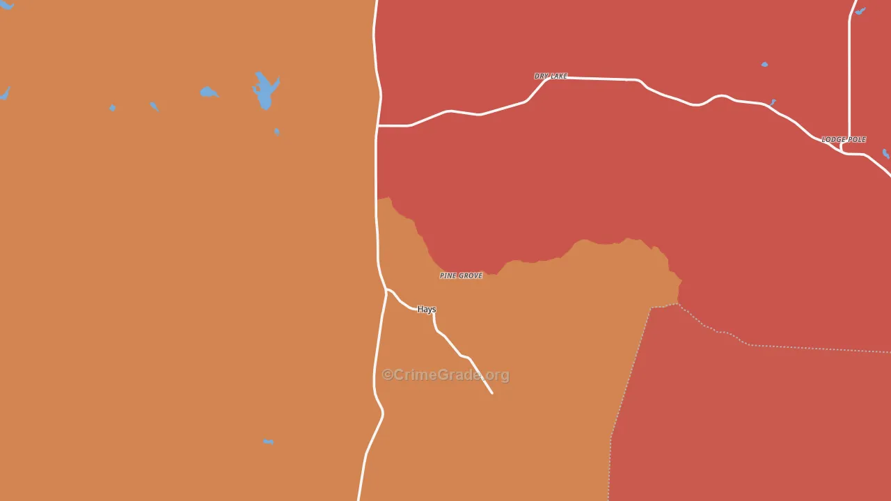 Hays, MT Map of Robbery Rates