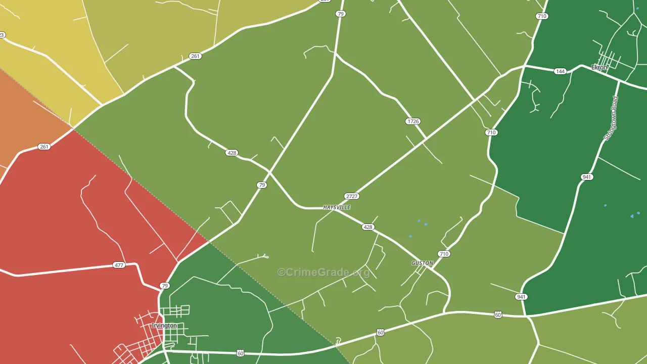 Haysville, KY Map of Robbery Rates