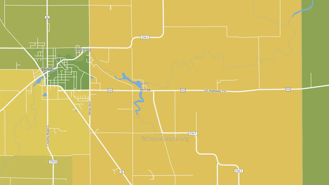 Hayton, WI Map of Robbery Rates