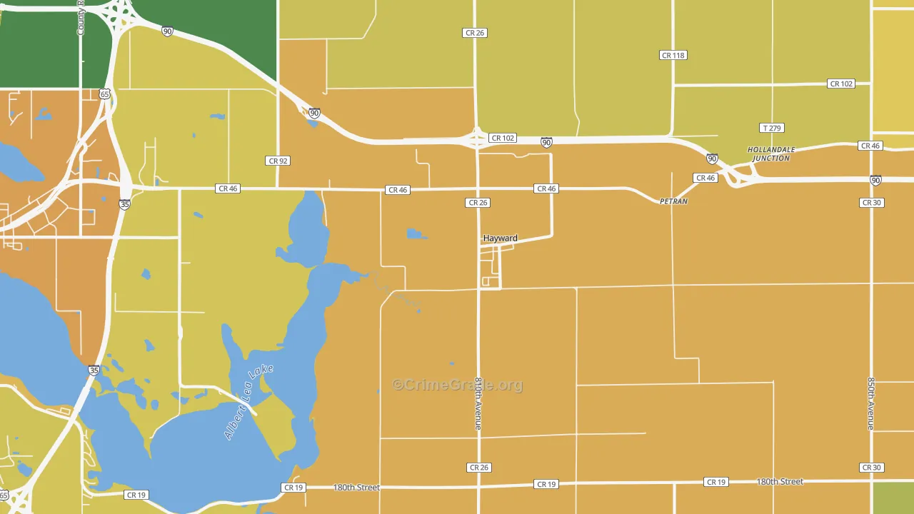 Hayward, MN Map of Robbery Rates