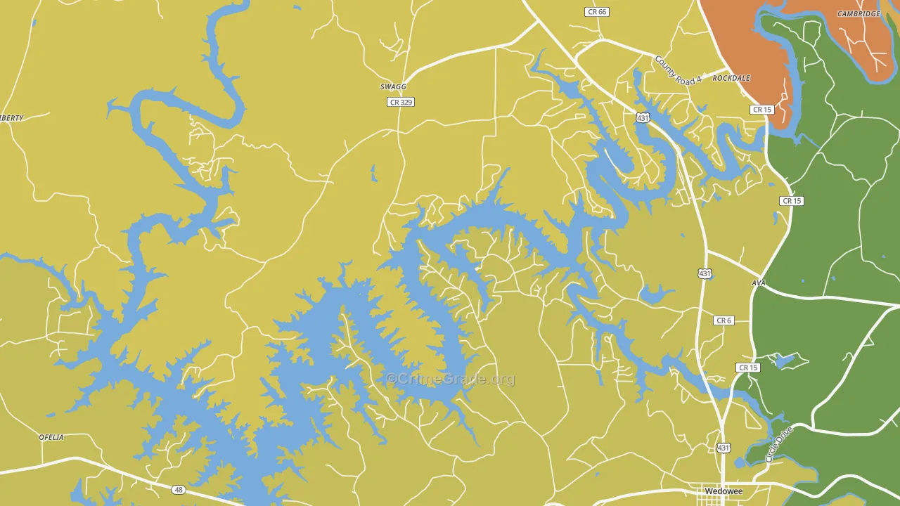 Haywood, AL Map of Robbery Rates