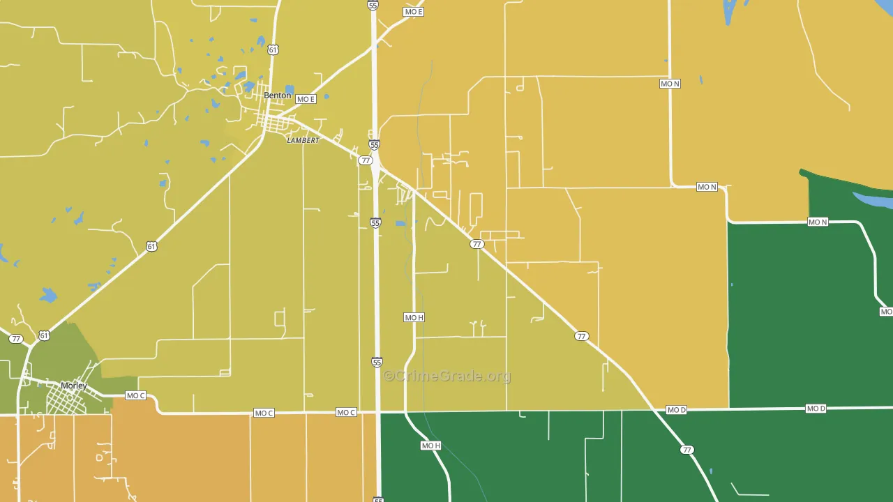 Haywood City, MO Map of Robbery Rates