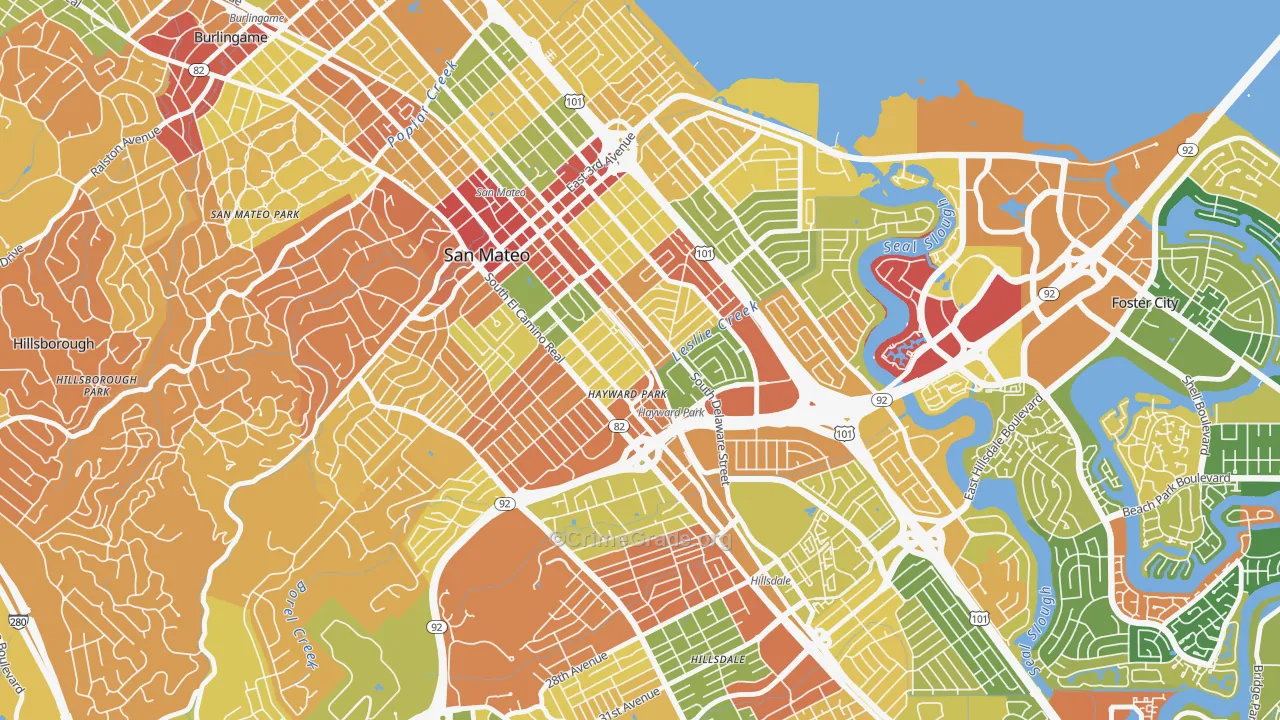 Haywood Park, San Mateo, CA Map of Robbery Rates