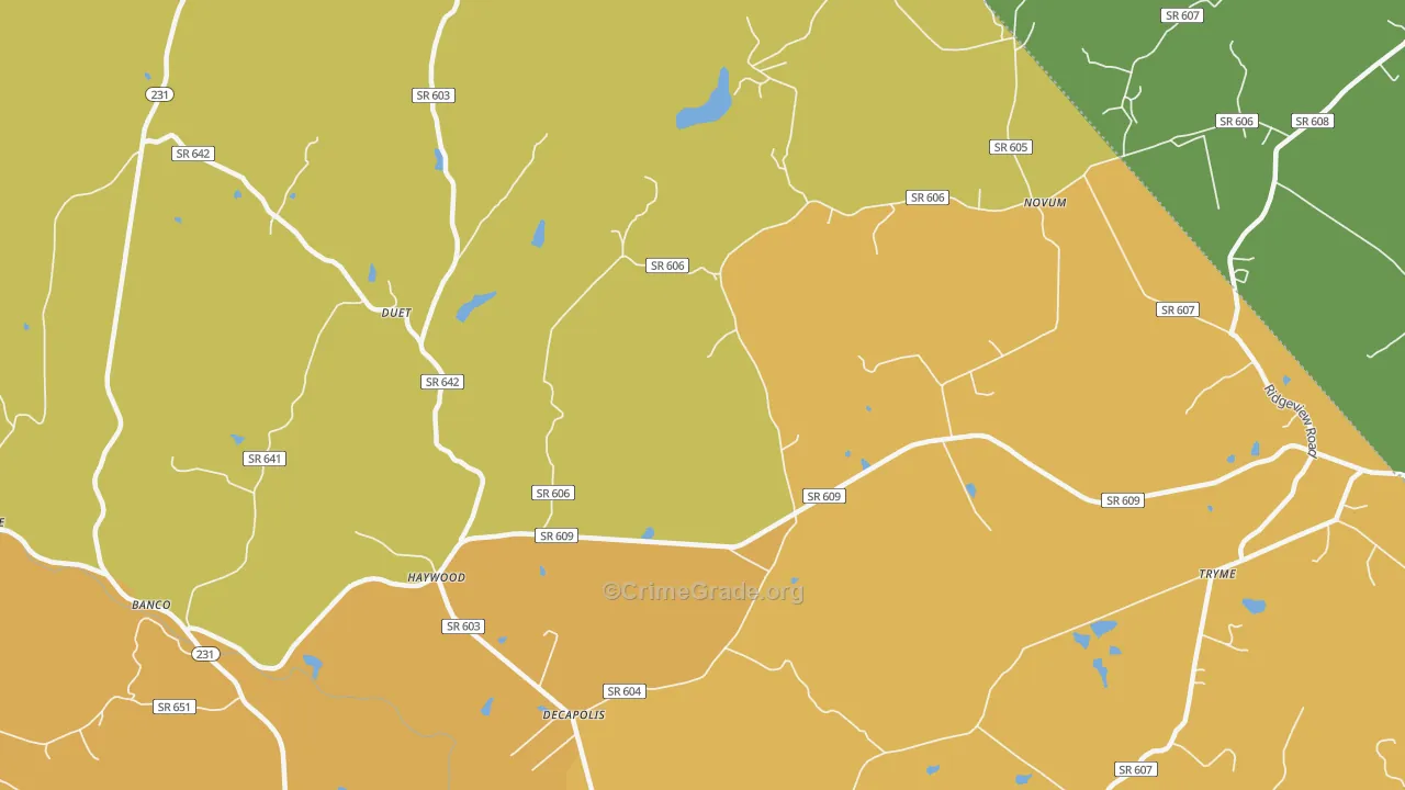 Haywood, VA Map of Robbery Rates