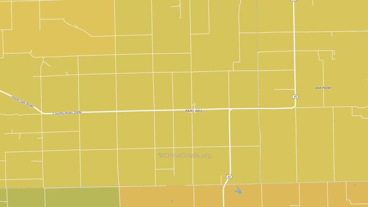 Hazel Dell, IL Map of Robbery Rates