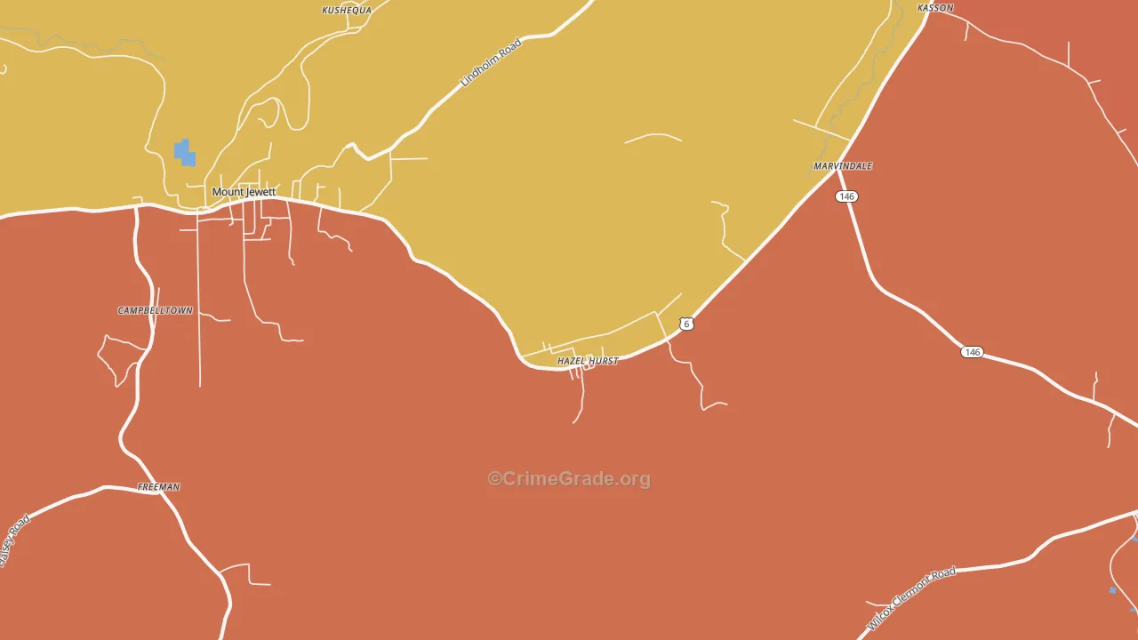 Hazel Hurst, PA Map of Robbery Rates