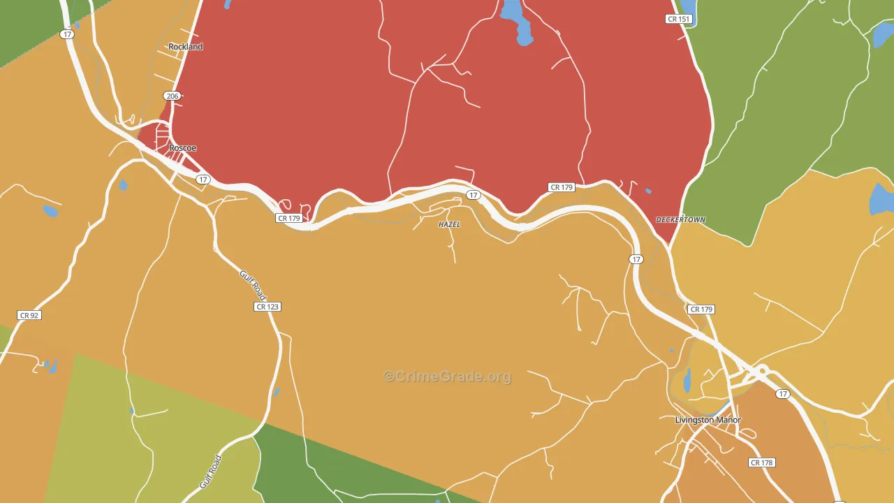 Hazel, NY Map of Robbery Rates