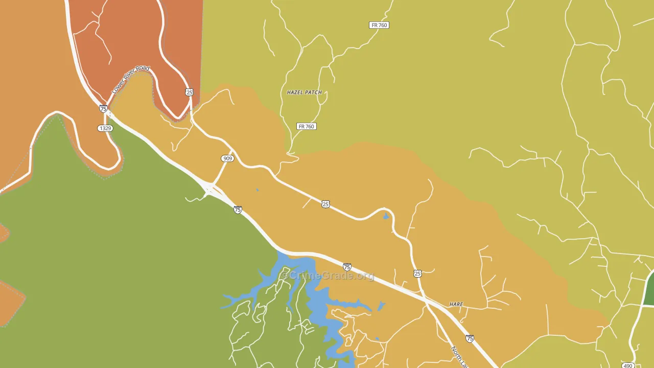 Hazel Patch, KY Map of Robbery Rates