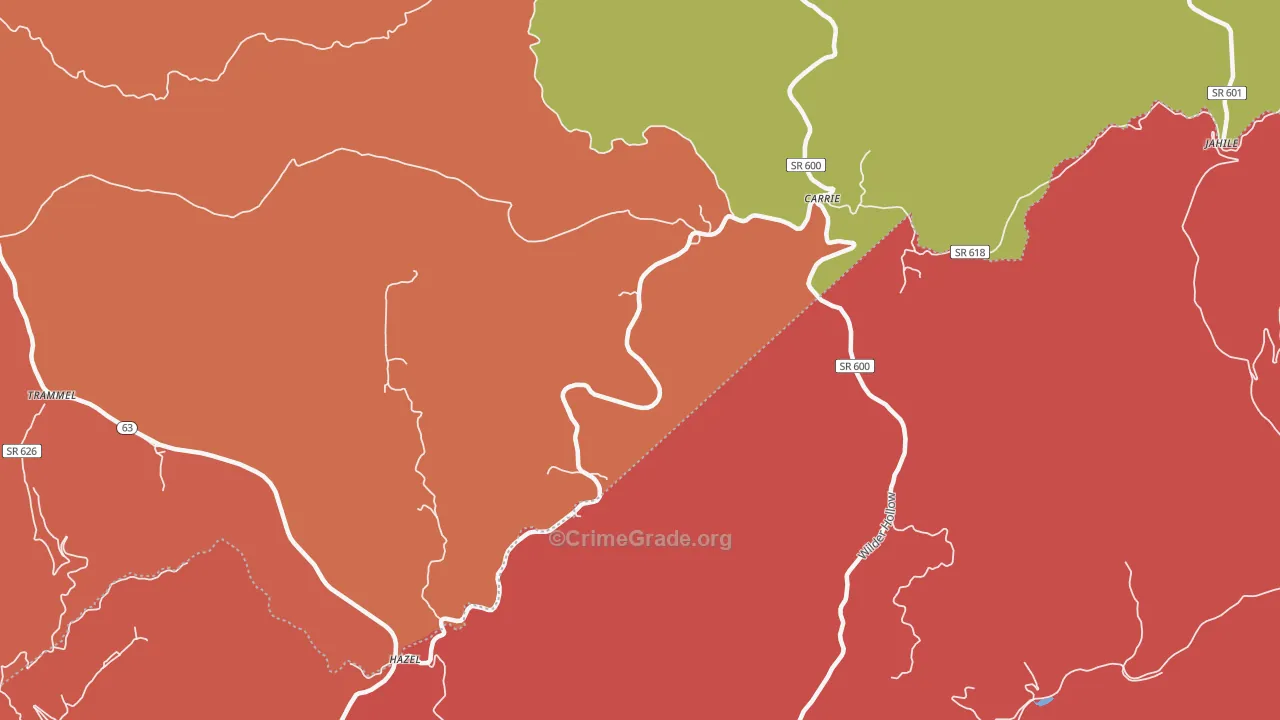 Hazel, VA Map of Robbery Rates