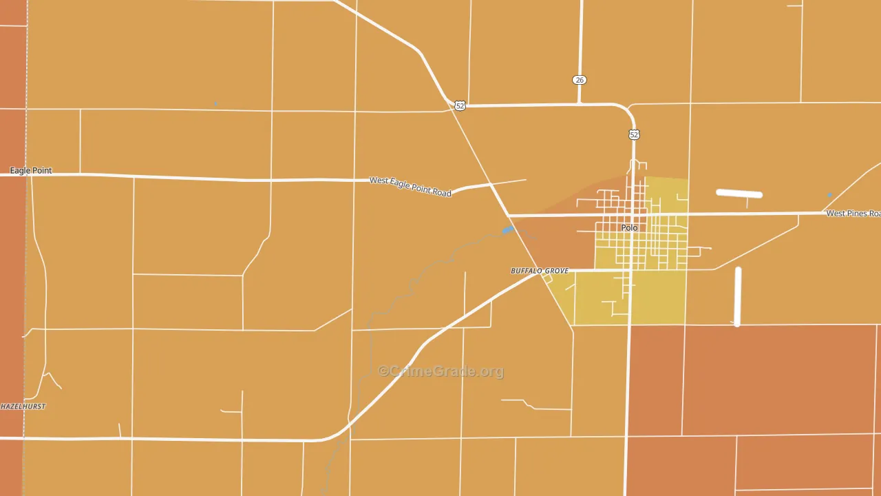 Hazelhurst, IL Map of Robbery Rates