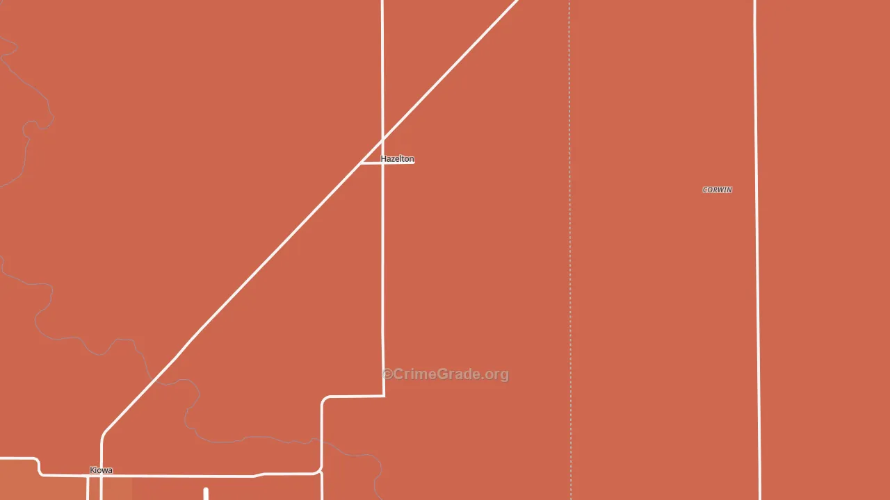 Hazelton, KS Map of Robbery Rates