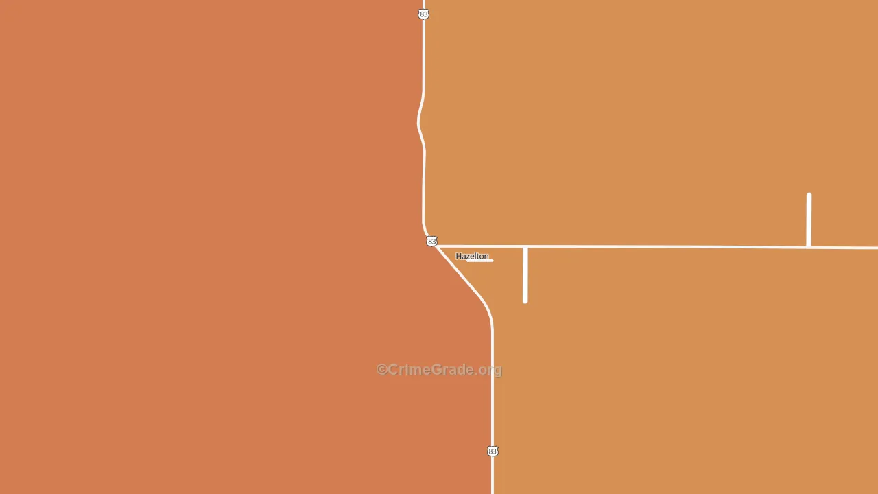 Hazelton, ND Map of Robbery Rates
