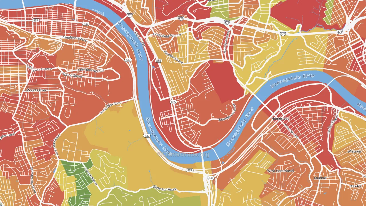 Hazelwood, Pittsburgh, PA Map of Robbery Rates