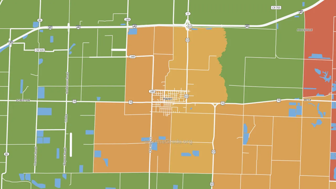 Hazen, AR Map of Robbery Rates