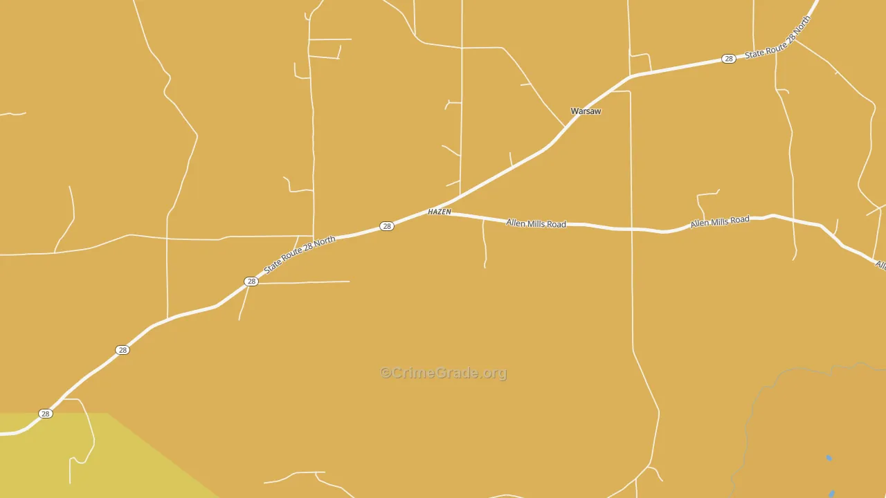 Hazen, PA Map of Robbery Rates