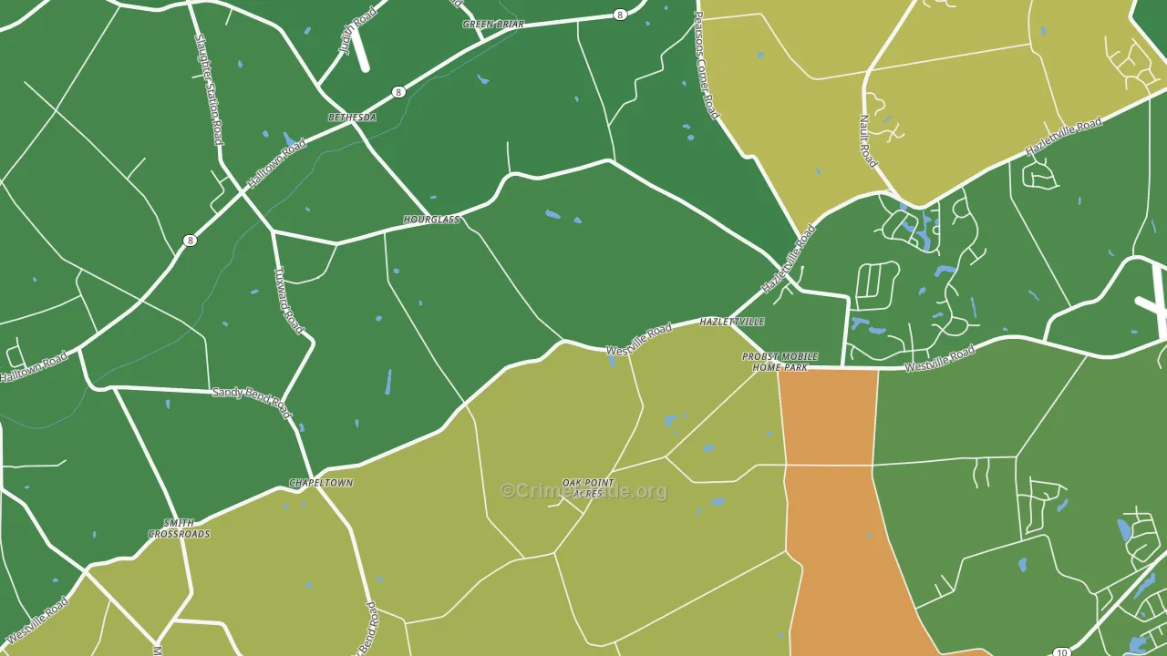 Hazlettville, DE Map of Robbery Rates