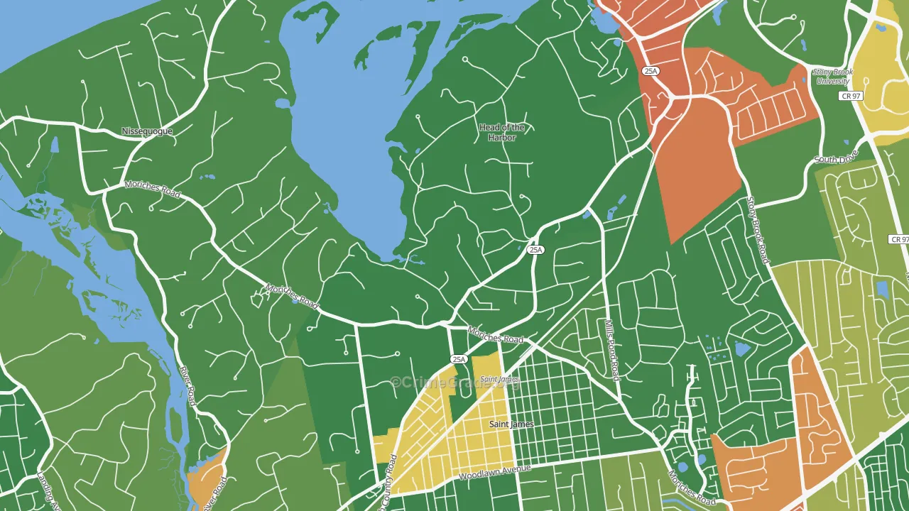 Head of the Harbor, NY Map of Robbery Rates