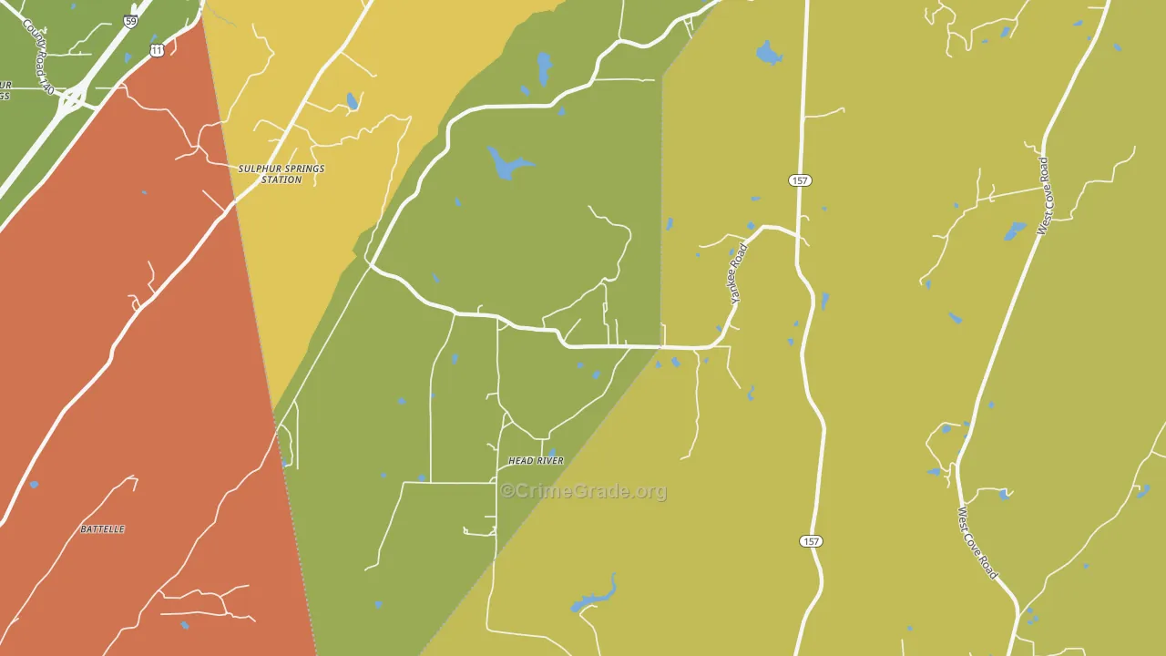 Head River, GA Map of Robbery Rates