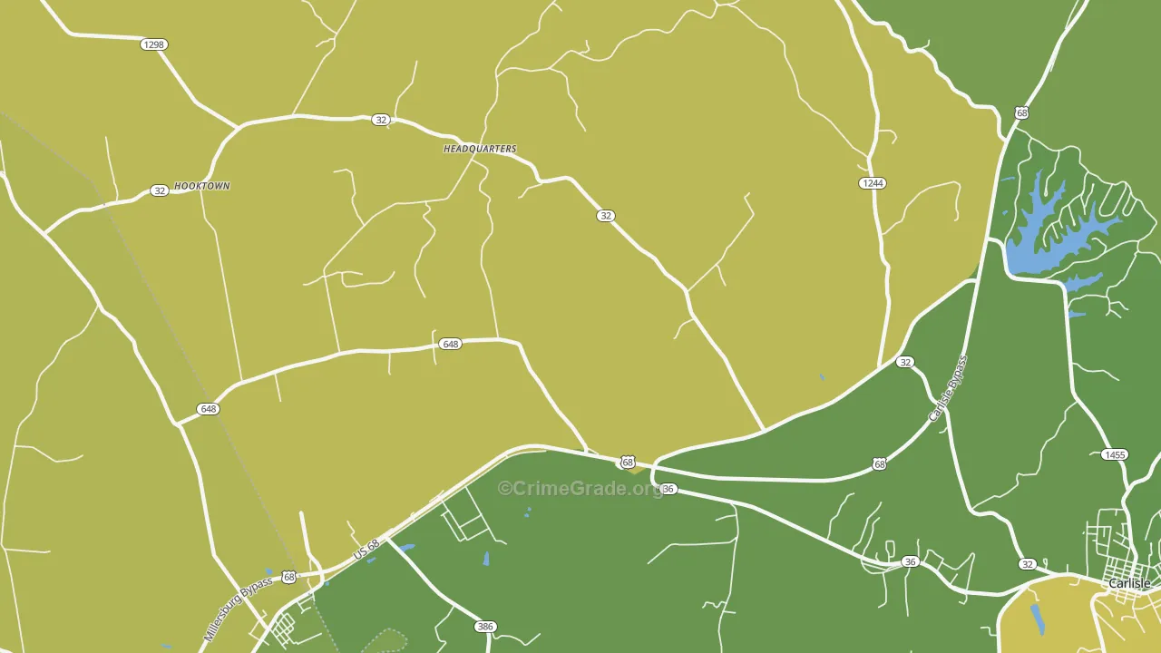 Headquarters, KY Map of Robbery Rates