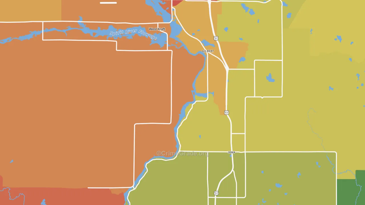 Heafford Junction, WI Map of Robbery Rates