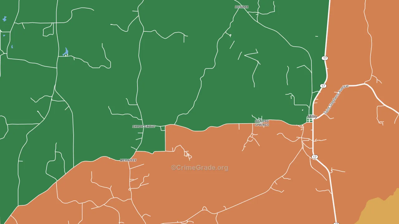 Healing Springs, AL Map of Robbery Rates