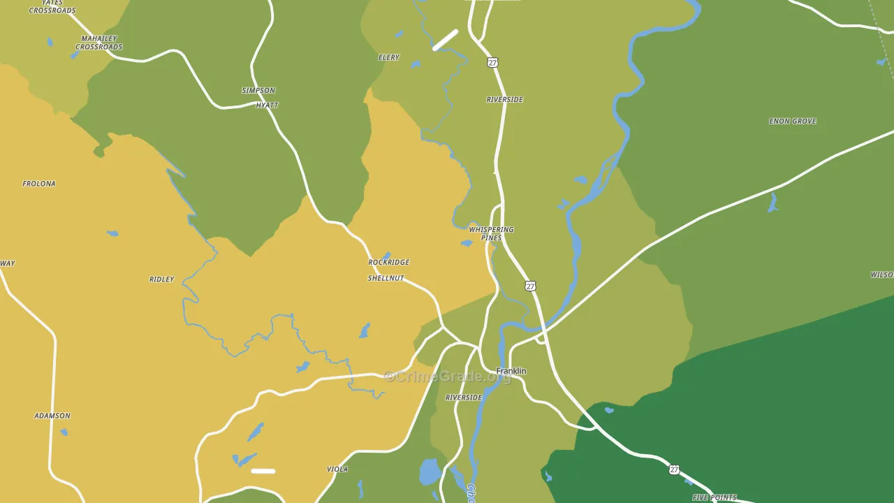 Heard County, GA Map of Robbery Rates