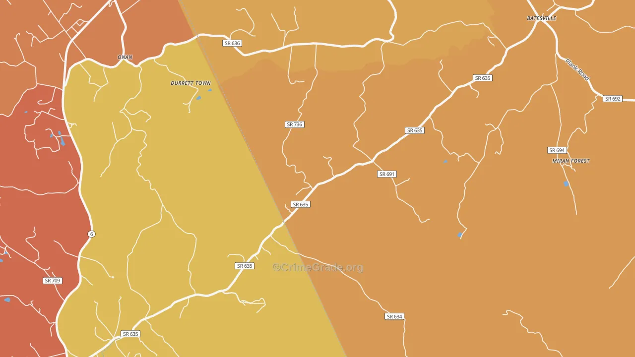 Heards, VA Map of Robbery Rates