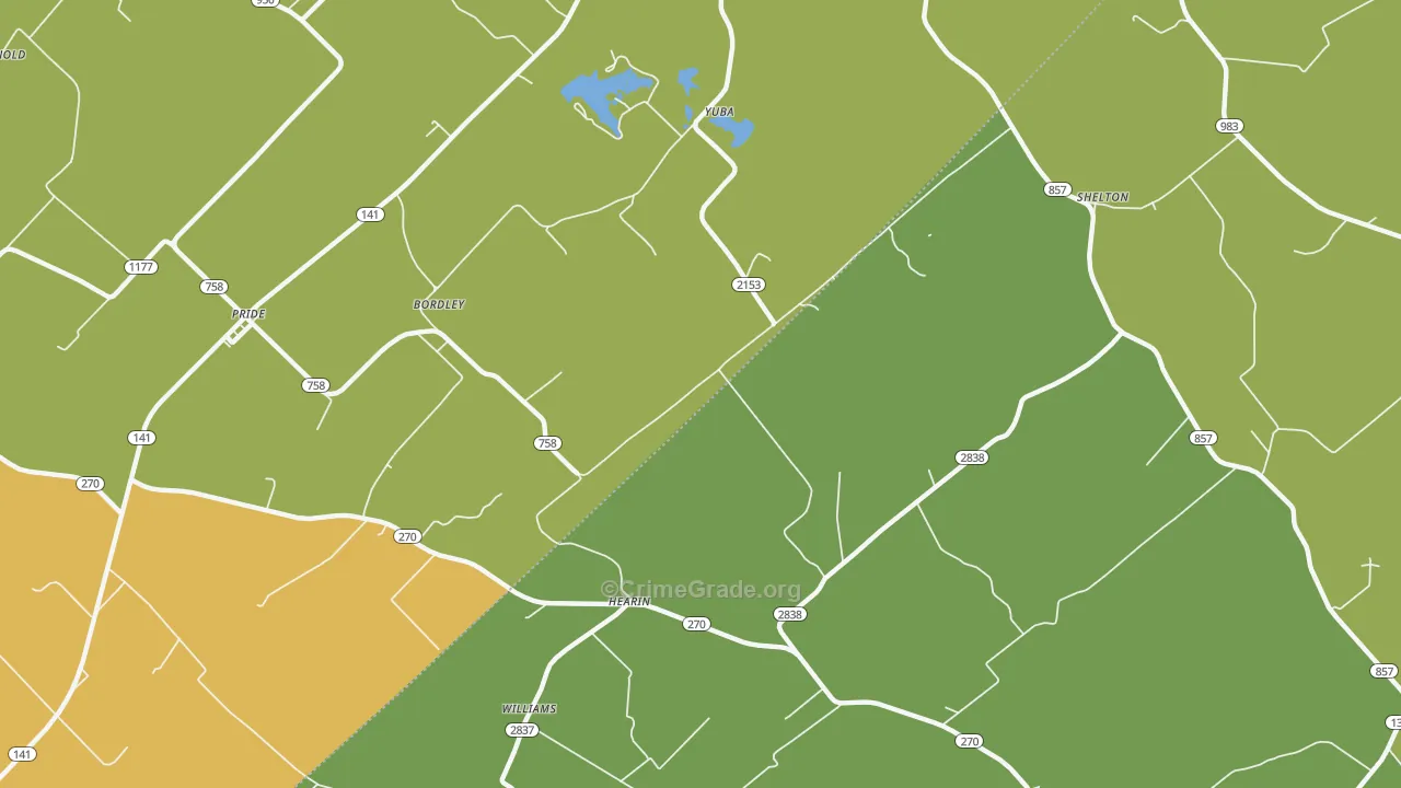 Hearin, KY Map of Robbery Rates