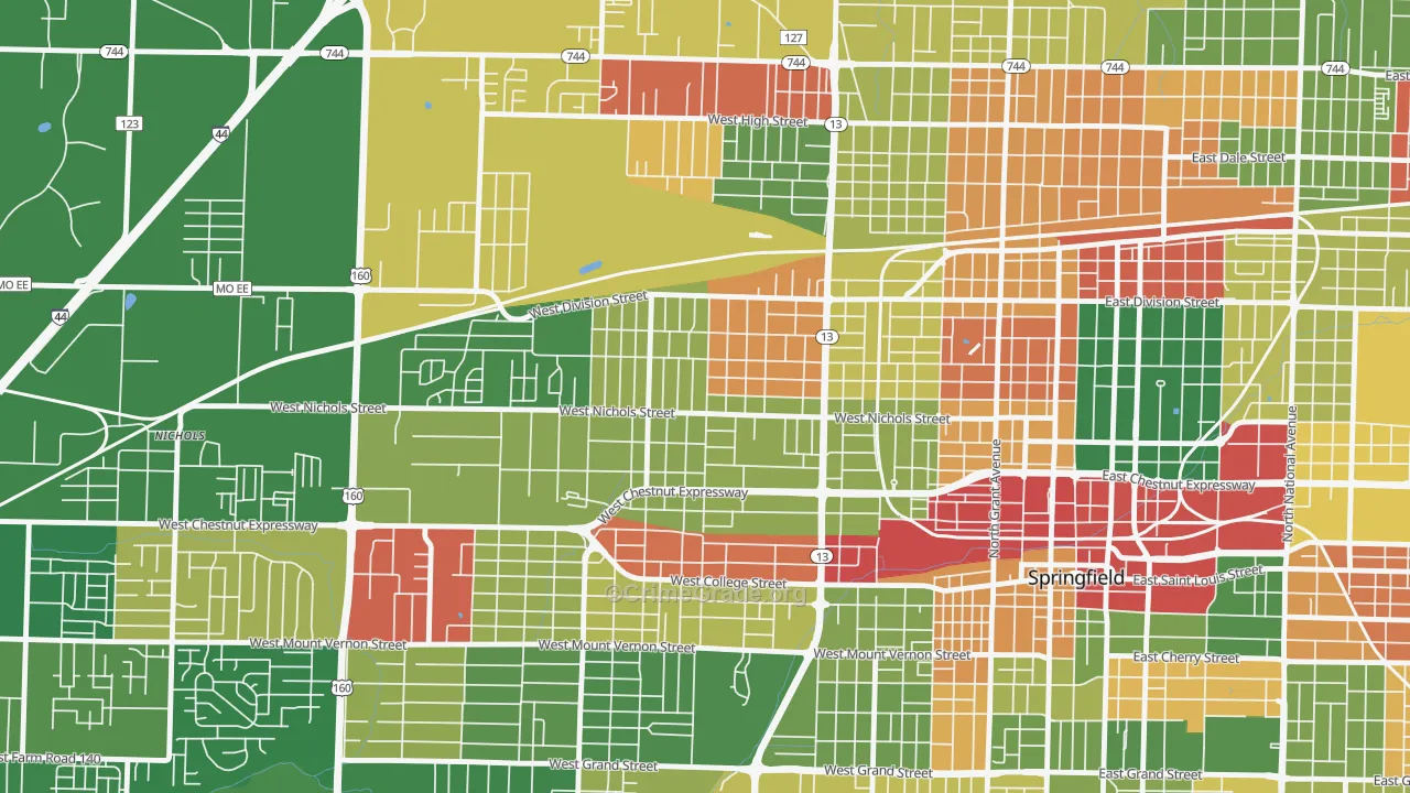 Heart of the Westside, Springfield, MO Map of Robbery Rates