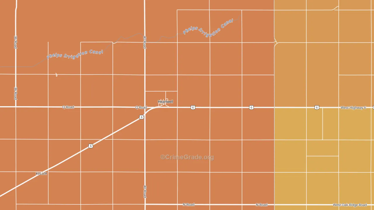 Heartwell, NE Map of Robbery Rates