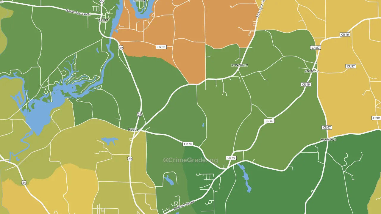 Heath, AL Map of Robbery Rates