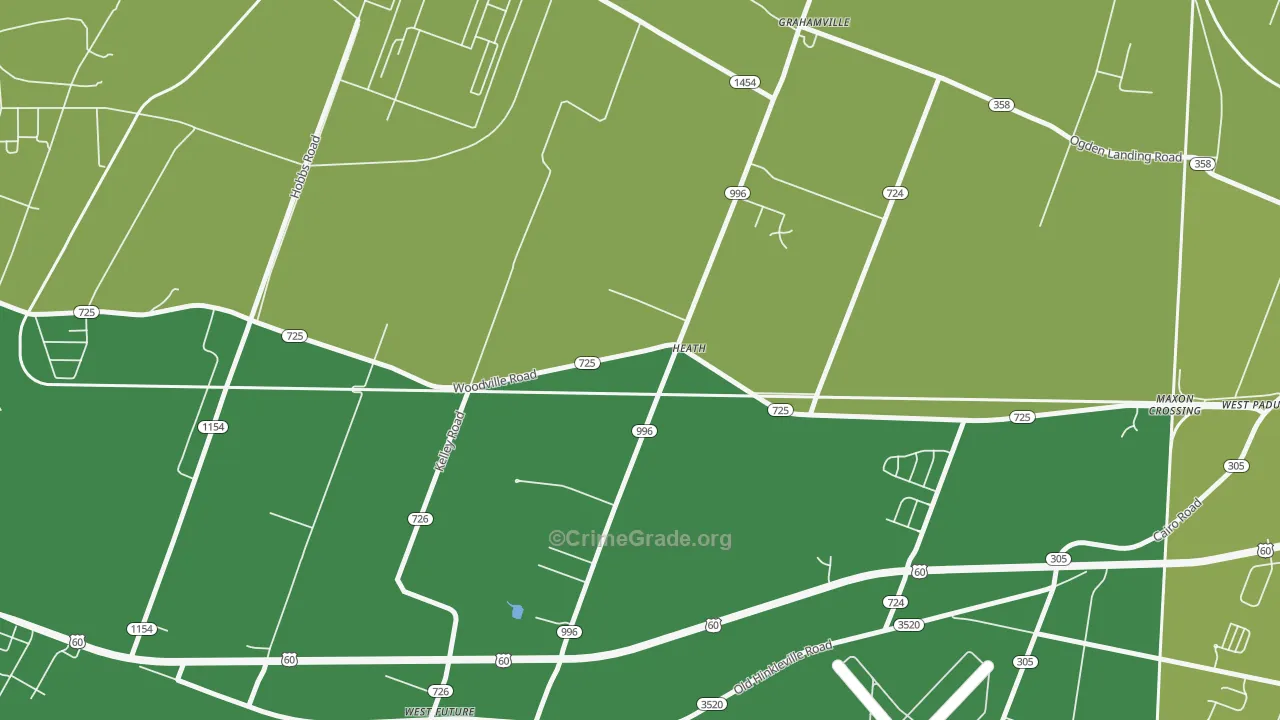 Heath, KY Map of Robbery Rates