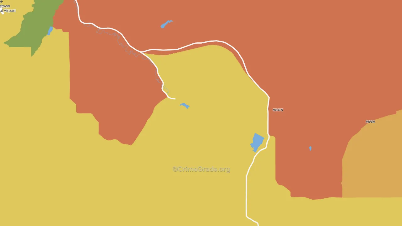 Heath, MT Map of Robbery Rates