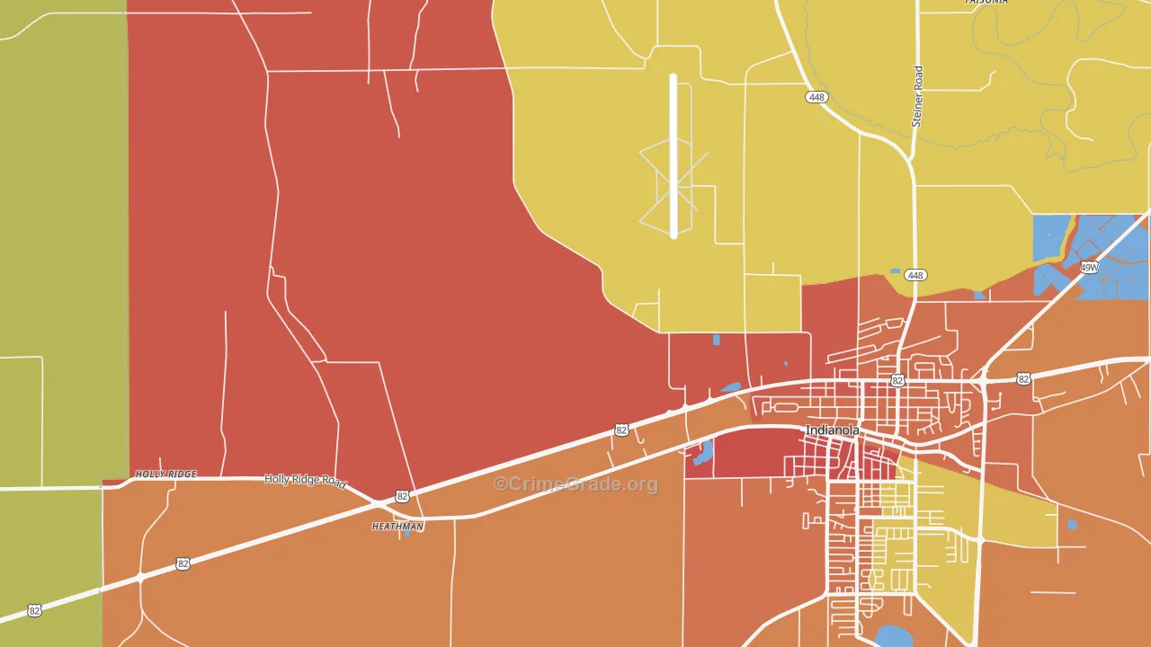 Heathman, MS Map of Robbery Rates