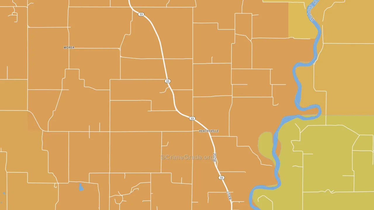 Heathsville, IL Map of Robbery Rates