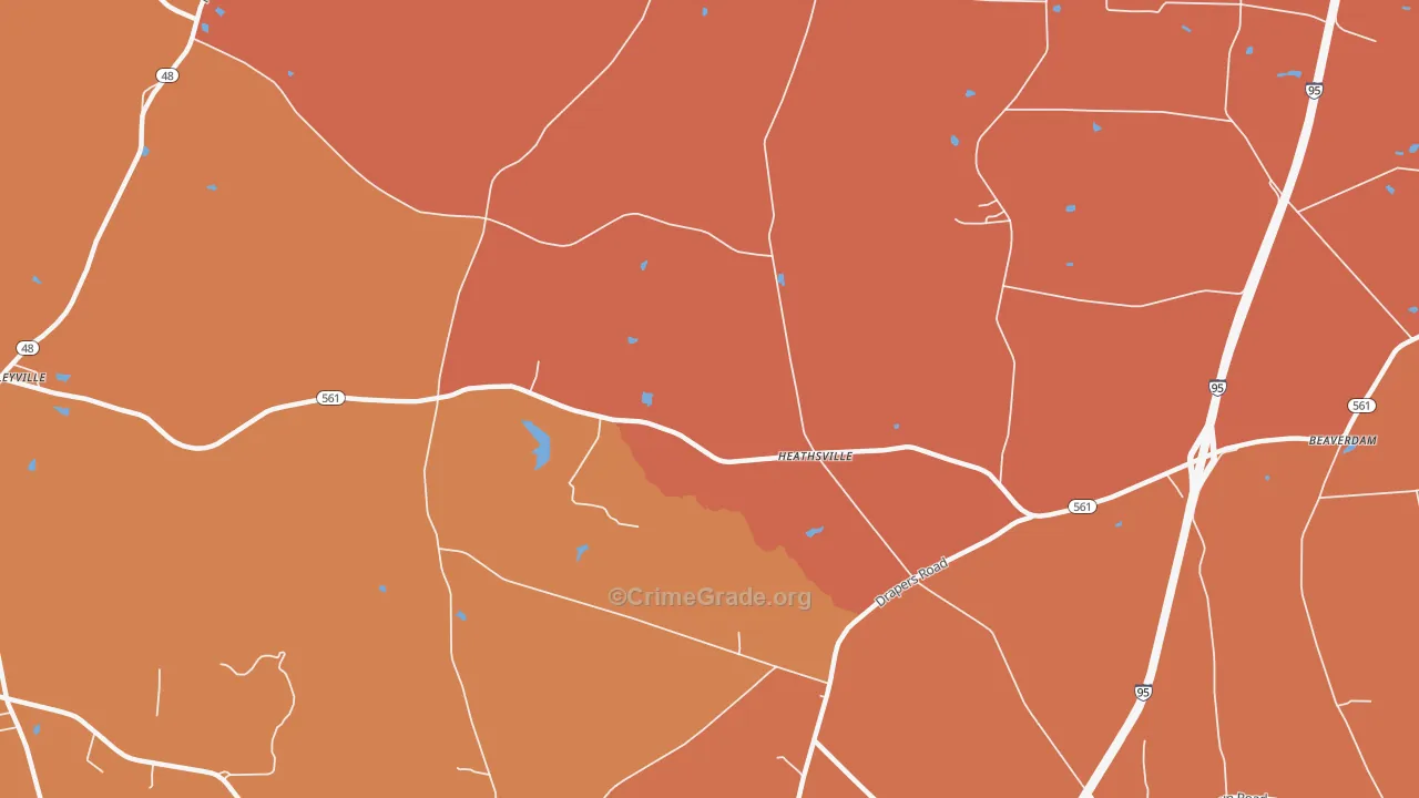 Heathsville, NC Map of Robbery Rates