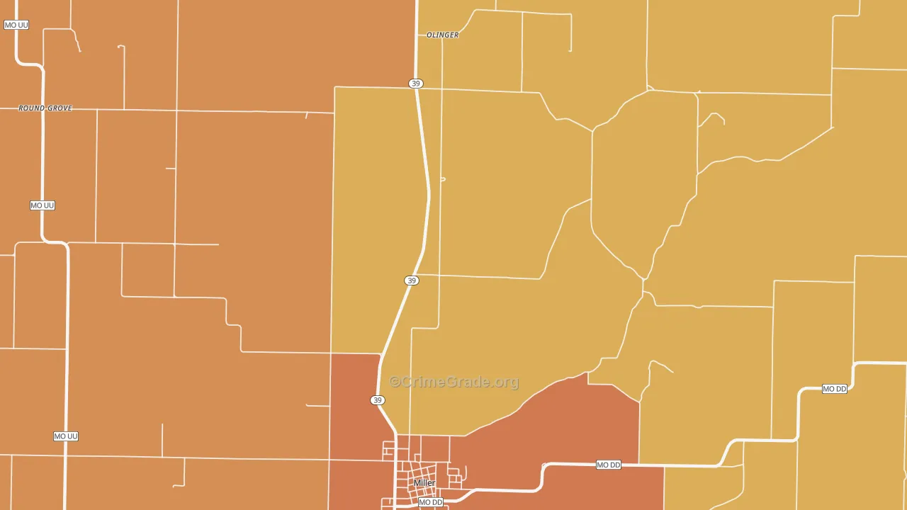 Heatonville, MO Map of Robbery Rates